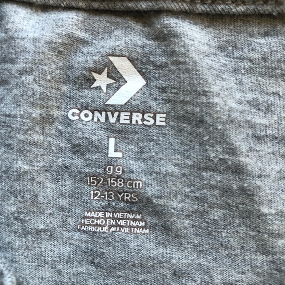Converse Gray T-Shirt Logo Graphics Boys Size L Short Sleeves Casual-Fit Top - Picture 4 of 15